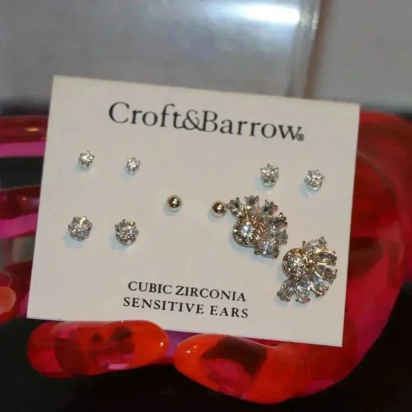 Croft & BArrow Cubic Zirconia for Sensitive Ears 5 Pair of Earrings - Picture 1 of 3